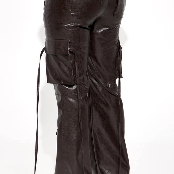 Don't You Worry Faux Leather Flare Pant - Chocolate - Picture 4 of 4
